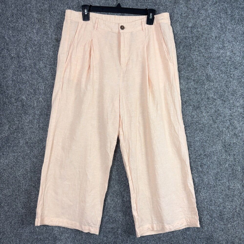 Carve Designs Pants Womens Size L Peach Chateau Chambray Linen Blend Coastal